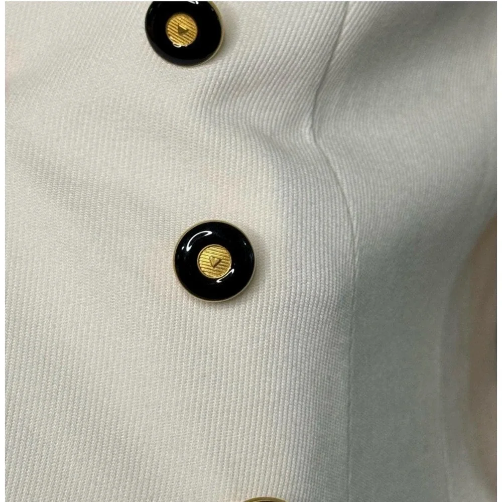 Vintage 80s/90s Kasper A.S.L. Cream Double-Breasted Women's Jacket Size‎ 2P - Picture 5 of 6